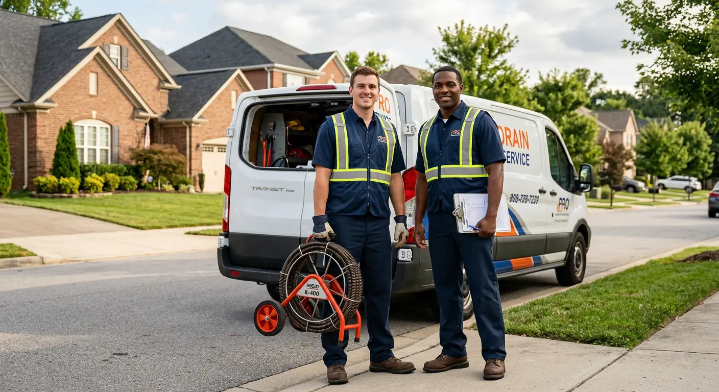 Sewer and drain service team with equipment ready for work in Coconut Creek